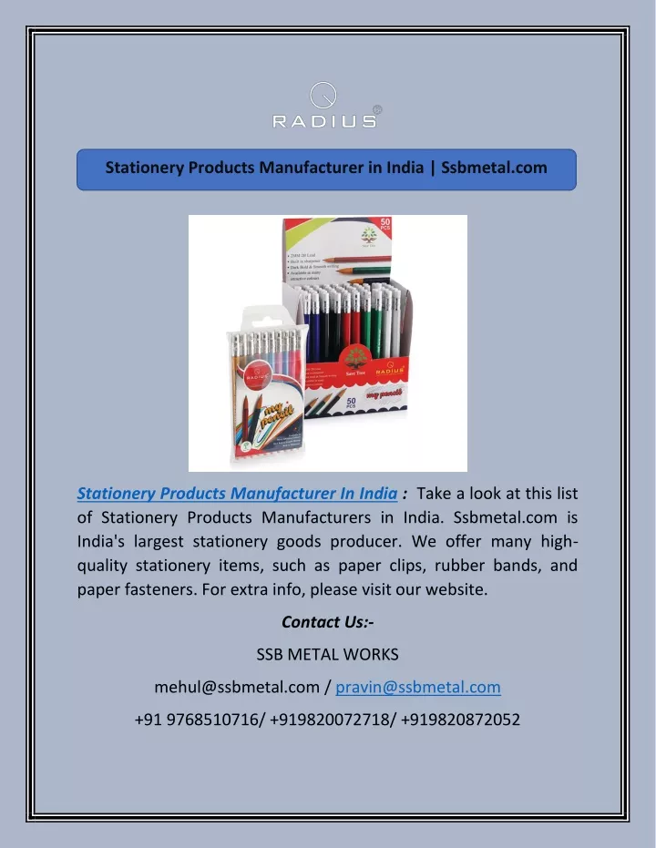 stationery products manufacturer in india