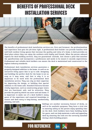 Benefits of Professional Deck Installation Services