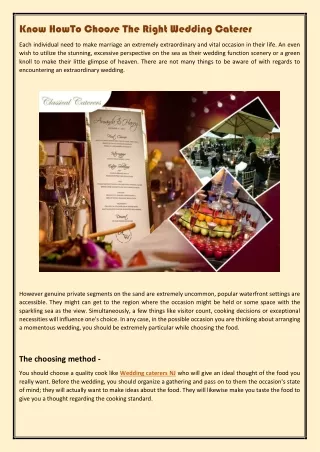 know howto choose the right wedding caterer