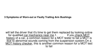 3 symptoms of worn out or faulty trailing arm bushings