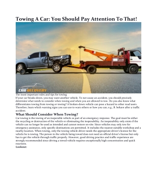 towing a car you should pay attention to that