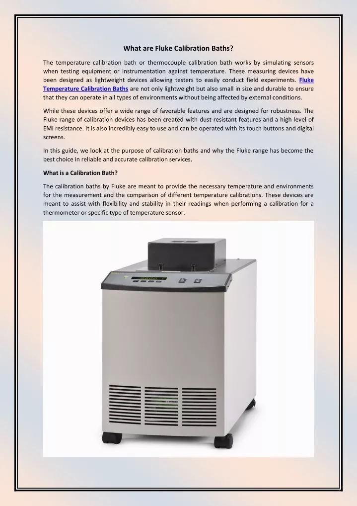 what are fluke calibration baths