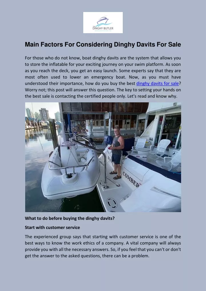 main factors for considering dinghy davits