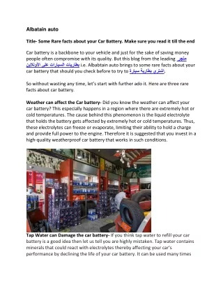 Some Rare facts about your Car Battery. Make sure you read it till the end
