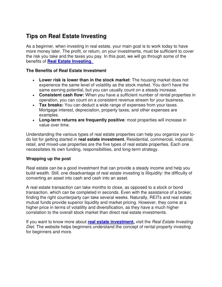 tips on real estate investing