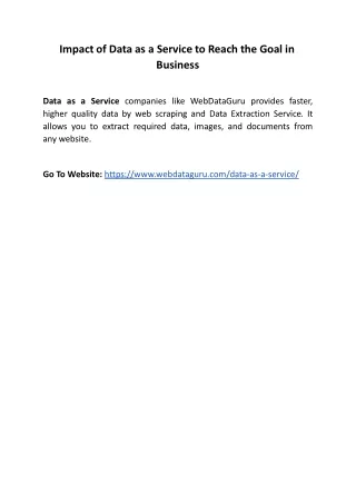 impact of data as a service to reach the goal