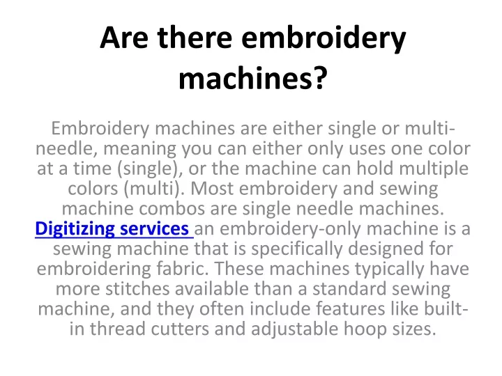 are there embroidery machines
