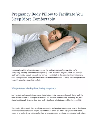 Pregnancy Body Pillow to Facilitate You Sleep More Comfortably
