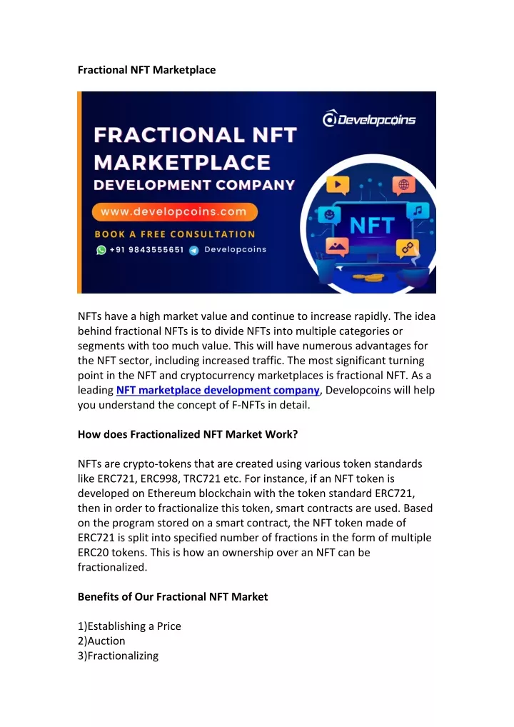 fractional nft marketplace