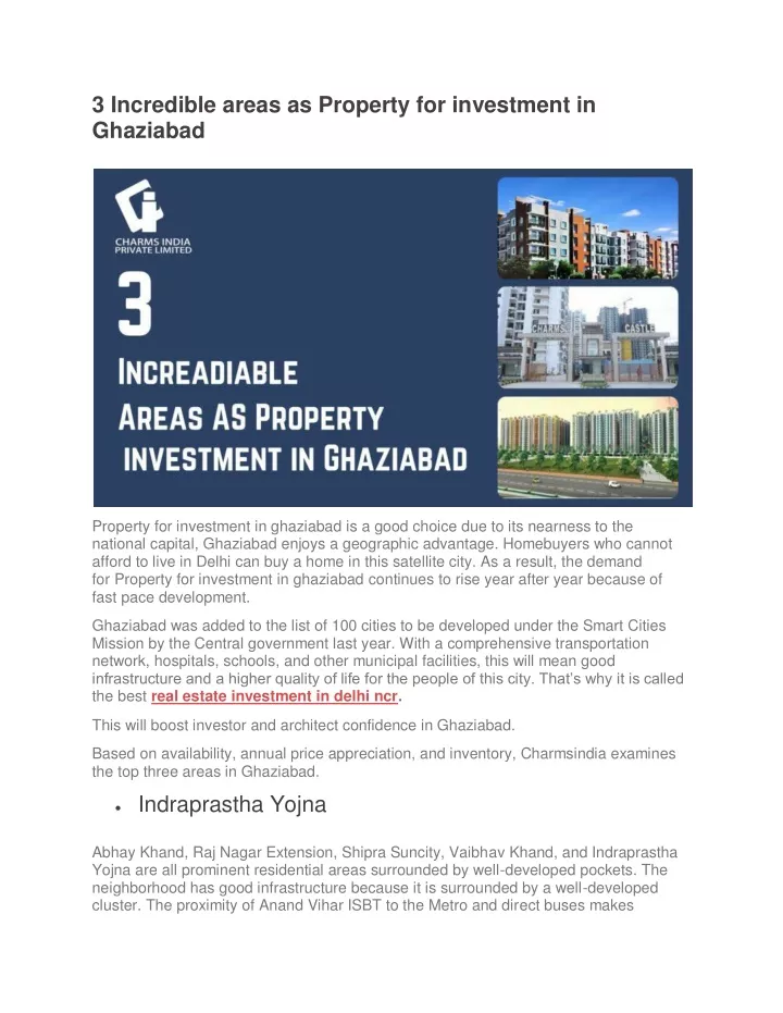 3 incredible areas as property for investment