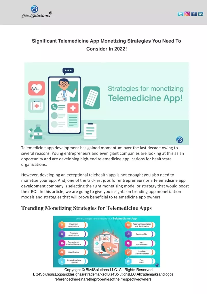 significant telemedicine app monetizing