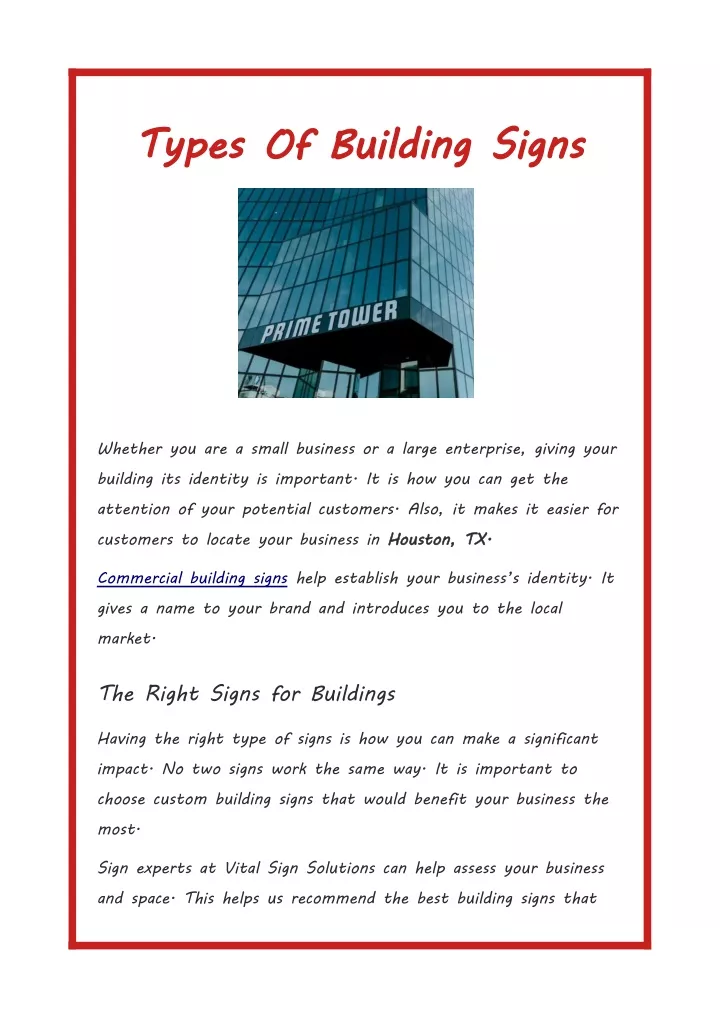 types of building signs