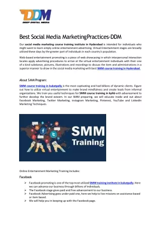 Best Social Media Marketing Practices-DDM