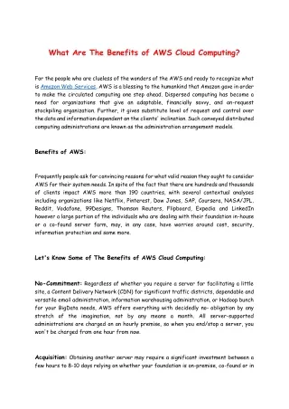 what are the benefits of aws cloud computing