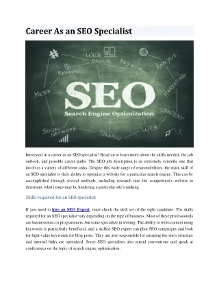 Career As an SEO Specialist