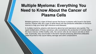 Multiple Myeloma Everything You Need to Know About the Cancer of Plasma Cells