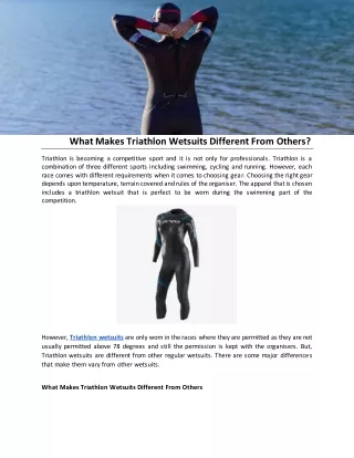what makes triathlon wetsuits different from