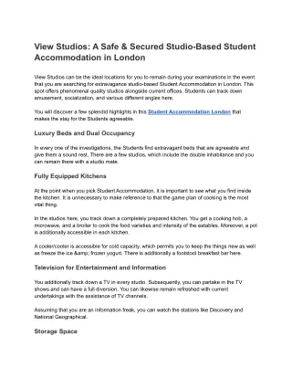 view studios a safe secured studio based student