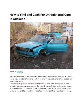 How to Find and Cash For Unregistered Cars in Adelaide