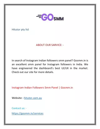 Instagram Indian Followers Smm Panel  Gosmm.in