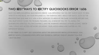 two best ways to rectify quickbooks error 1606