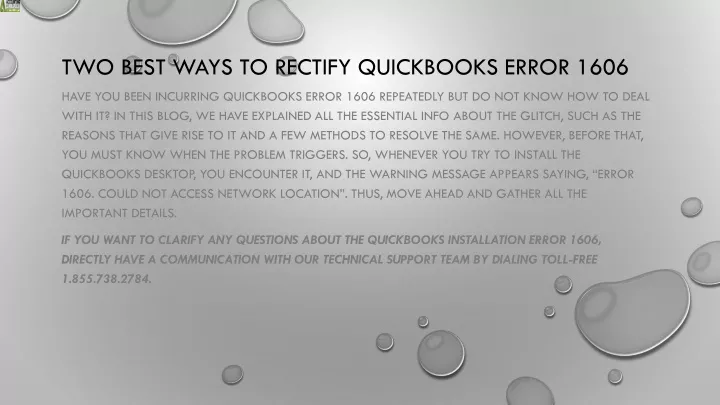 two best ways to rectify quickbooks error 1606