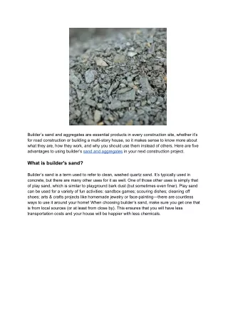 builder s sand and aggregates are essential