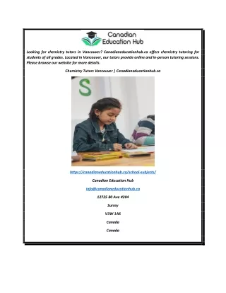 Chemistry Tutors Vancouver  Canadianeducationhub.ca