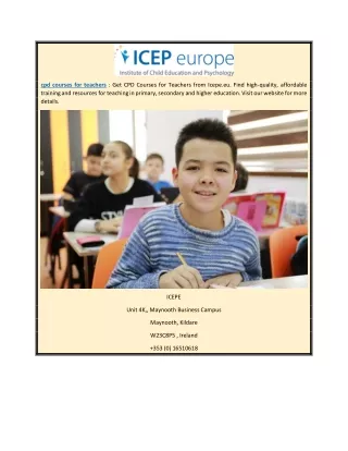 Cpd Courses for Teachers | Icepe.eu