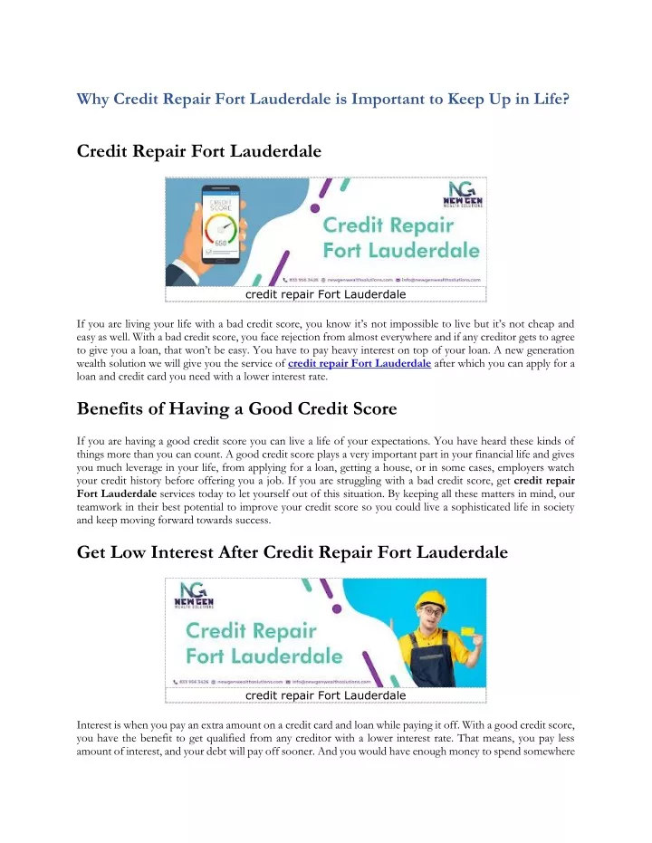why credit repair fort lauderdale is important