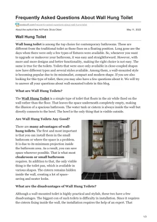 Frequently Asked Questions About Wall Hung Toilet