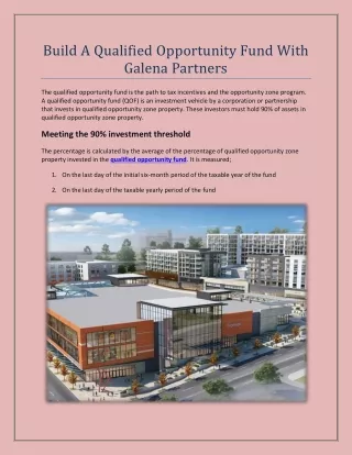 Build A Qualified Opportunity Fund With Galena Partners