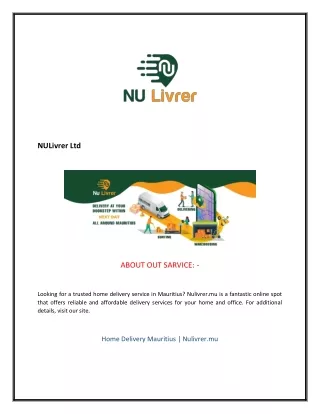 Home Delivery Mauritius  Nulivrer.mu