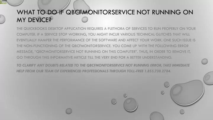 what to do if qbcfmonitorservice not running on my device