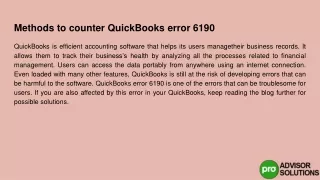 methods to counter quickbooks error 6190