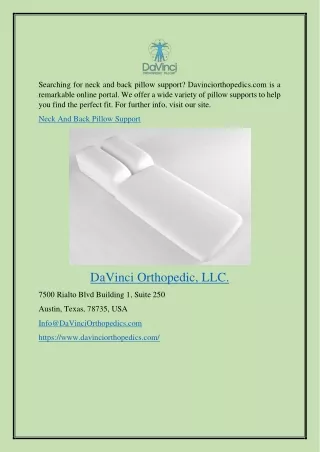 Neck And Back Pillow Support Davinciorthopedics.com