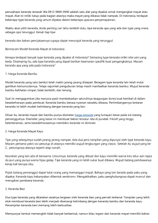 Harga Keranda Mayat  Suka Makmue Telp 0812-9869-9940