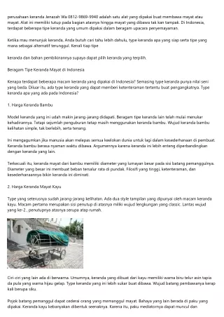 Jual Keranda Jenazah  Singkil Wa 0812-9869-9940