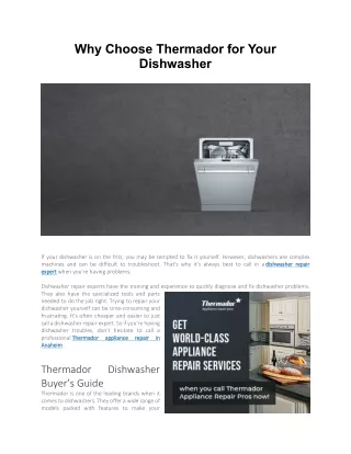 Why Choose Thermador for Your Dishwasher