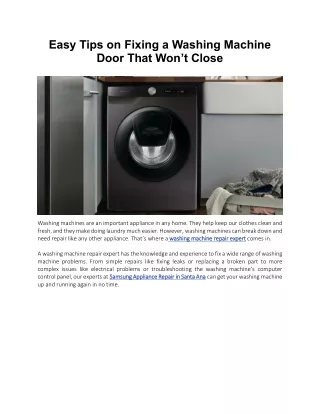 Easy Tips on Fixing a Washing Machine Door That Won