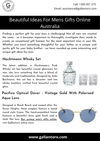 Beautiful Ideas For Mens Gifts Online Australia