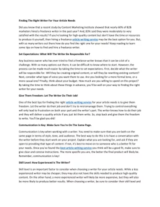finding the right writer for your article needs