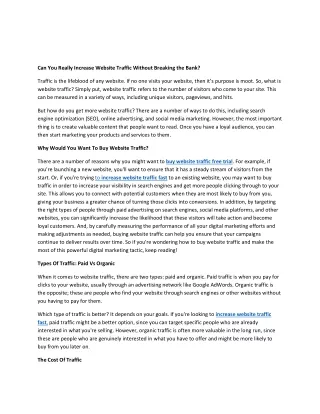 can you really increase website traffic without
