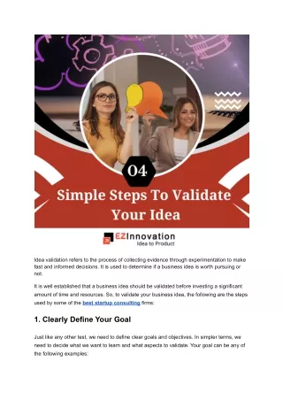 4 Simple Steps To Validate Your Idea