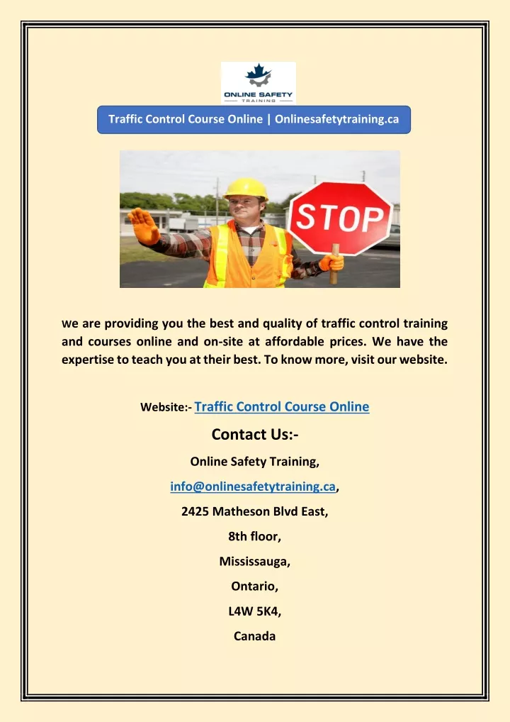 traffic control course online