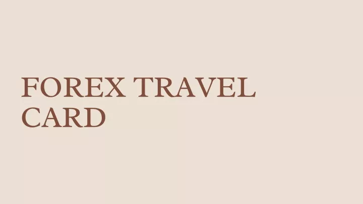 forex travel card