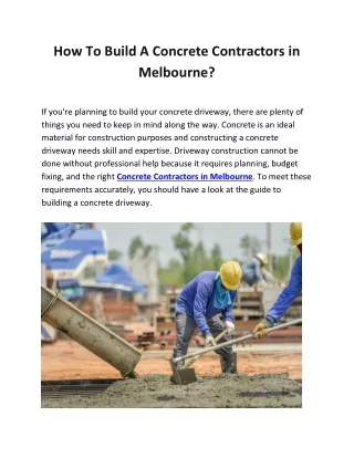 How To Build A Concrete Contractors in Melbourne?