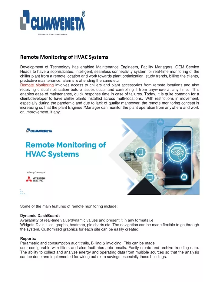 remote monitoring of hvac systems