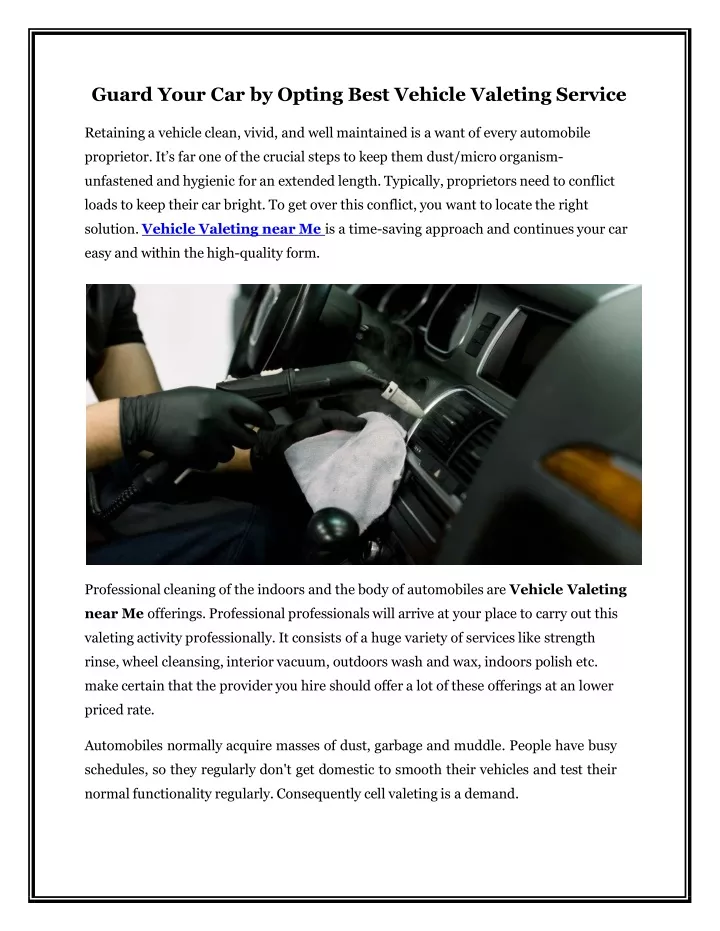guard your car by opting best vehicle valeting