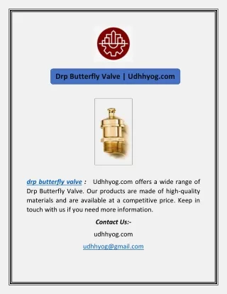 Drp Butterfly Valve | Udhhyog.com